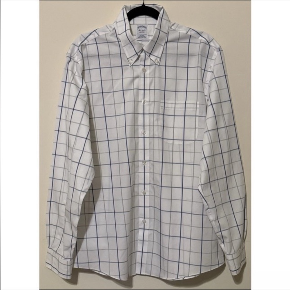 Brooks Brothers Button Down Shirt Mens Large Regent Fit Blue/grey